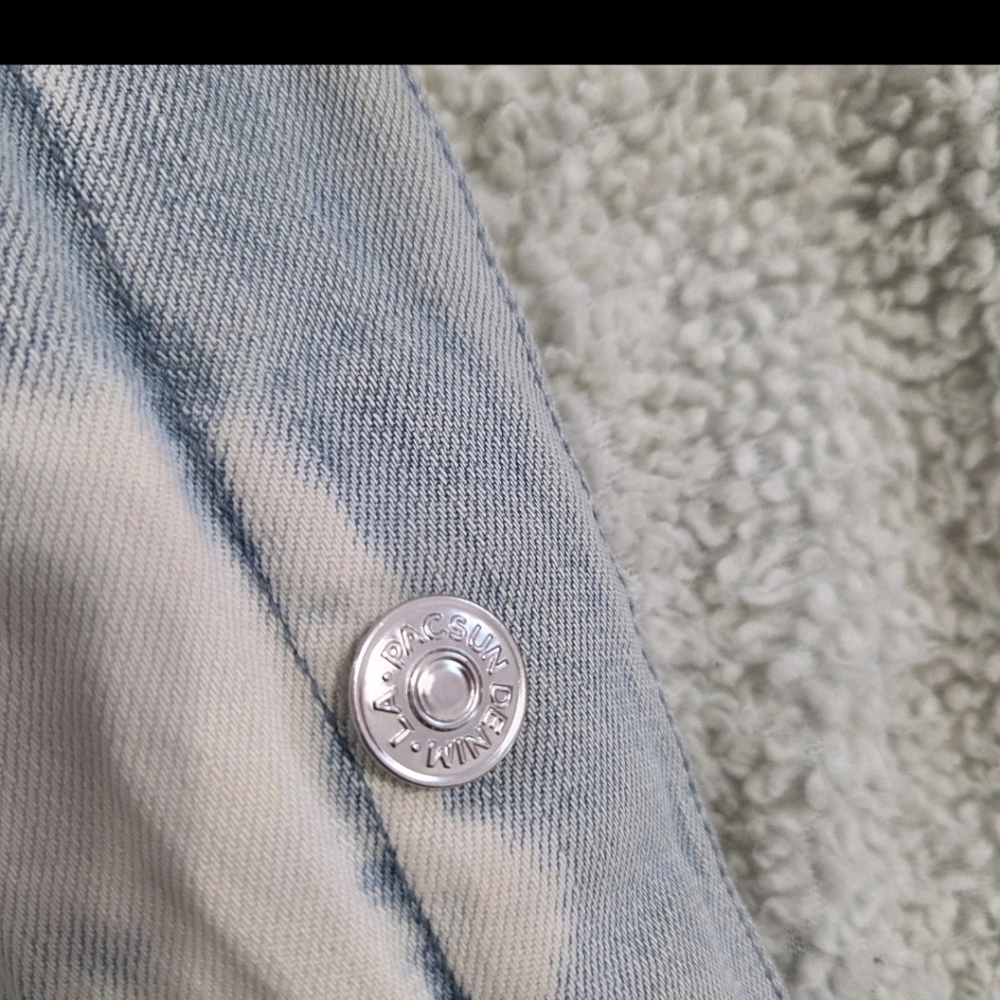 Pacsun Sherpa Lined Collar Jean Denim Heavyweight Button Jacket Women Size S - Picture 4 of 12